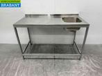 Évier en acier inoxydable Évier double 126,5 cm Horeca, Verzenden