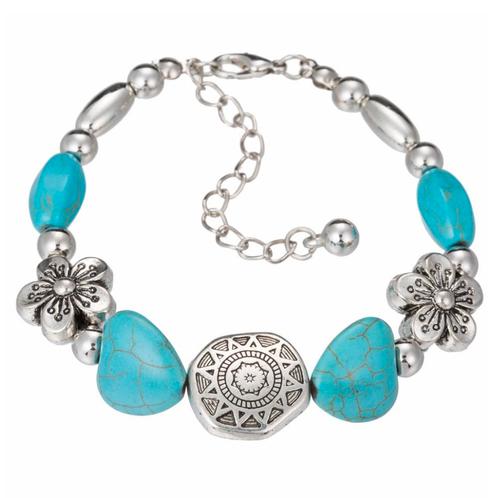 Fako Bijoux® - Armband - Turquoise - Bloem, Hart & Ster, Bijoux, Sacs & Beauté, Bracelets, Envoi