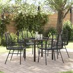 vidaXL Tuin Eettafel Set 5 pcs Zwart poly rattan, Tuin en Terras, Verzenden, Nieuw