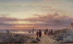 Charles Leickert (1816-1907) - Zonsondergang aan de kust, Antiek en Kunst