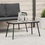 vidaXL Salontafel Zwart 90 x 45 x 43 cm Poly Rattan, glas, Verzenden, Nieuw
