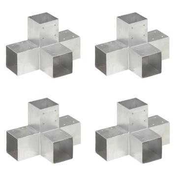 vidaXL Paalverbindingen 4 st X-vorm 91x91 mm gegalvaniseerd, Tuin en Terras, Palen, Balken en Planken, Verzenden, Nieuw