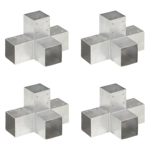 vidaXL Paalverbindingen 4 st X-vorm 91x91 mm gegalvaniseerd, Tuin en Terras, Palen, Balken en Planken, Nieuw, Verzenden