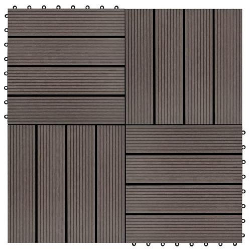 vidaXL Terrastegels 30x30 cm 1 m² HKC donkerbruin 11 st, Doe-het-zelf en Bouw, Vloerdelen en Plavuizen, Nieuw, Verzenden