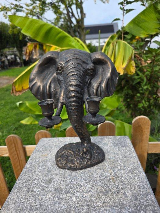 Kaarsenhouder - Metaal - olifant, Antiek en Kunst, Curiosa en Brocante