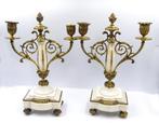 Kandelaber (2) - stijl Louis XVI, Brons, Marmer, Antiek en Kunst