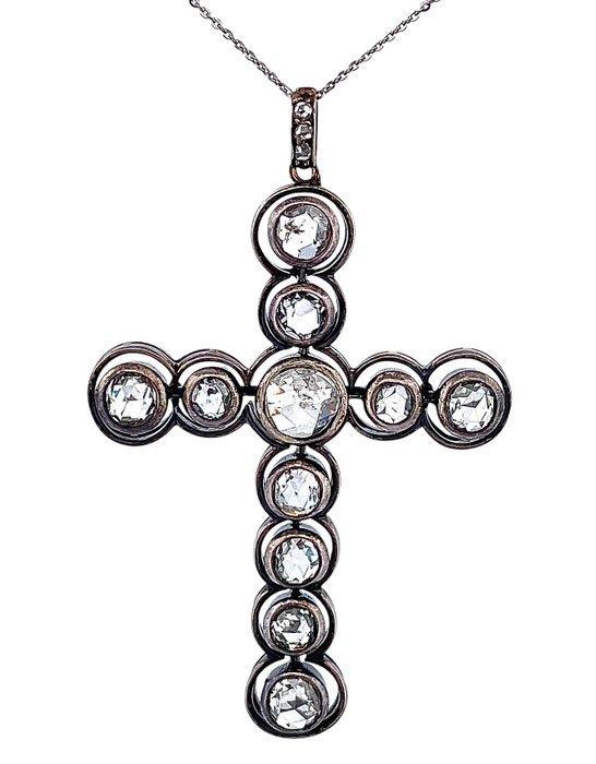 Halsketting - 18 karaat Witgoud, Zilver Diamant (Natuurlijk), Bijoux, Sacs & Beauté, Colliers