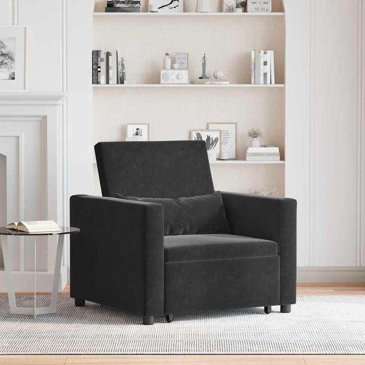 vidaXL Enkel Slaapbank met wielen Zwart 90 x 165 x 87 cm, Huis en Inrichting, Fauteuils, Nieuw, Verzenden