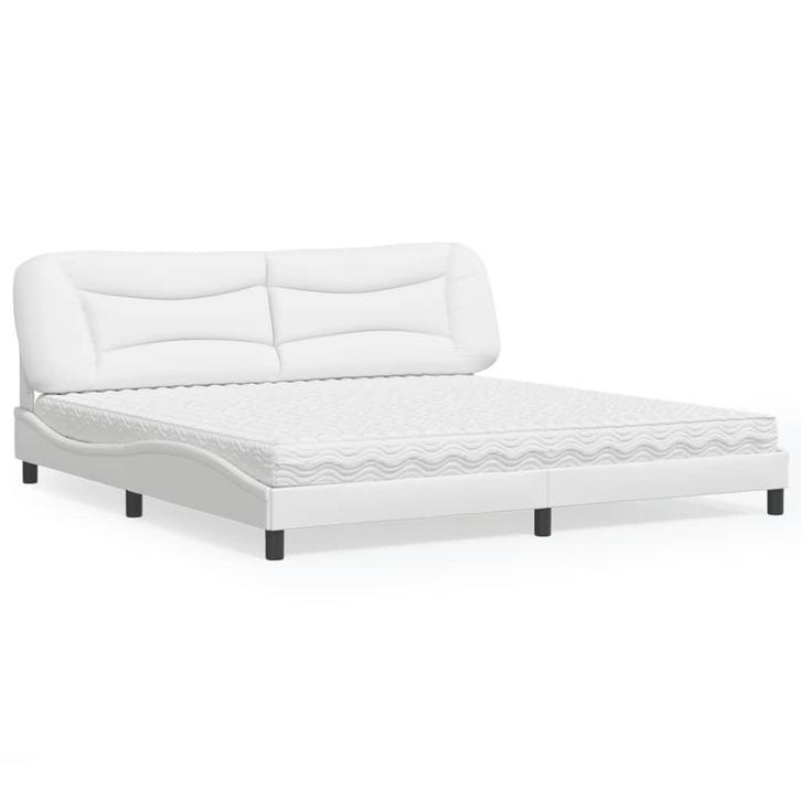vidaXL Bed met matras Hvar kunstleer wit 200x200 cm, Huis en Inrichting, Slaapkamer | Bedden, Nieuw, Verzenden