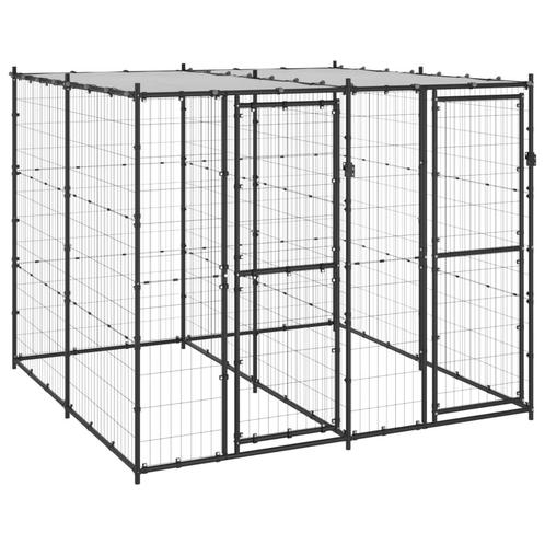 vidaXL Hondenkennel met dak 4,84 m², Dieren en Toebehoren, Hondenbenches, Nieuw, Verzenden