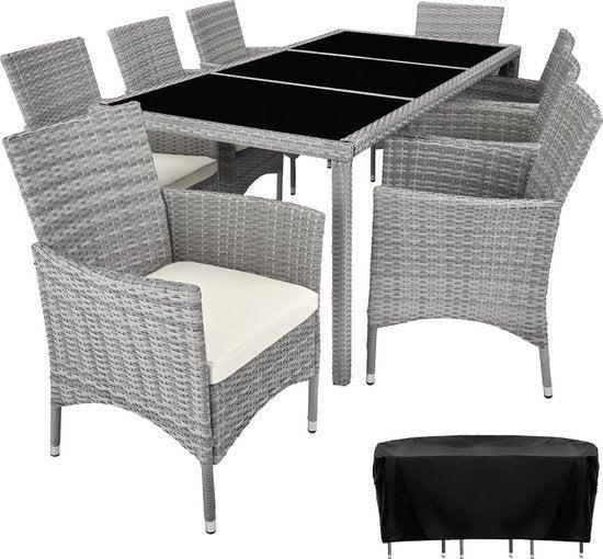 2dekans | tectake - Wicker zitgroep 8 stoelen en 1 tafel -, Jardin & Terrasse, Ensembles de jardin, Enlèvement ou Envoi