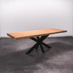 Boomstamtafel, Eettafel 240x90 massief hardhout, metaalpoot, 200 cm of meer, 50 tot 100 cm, Nieuw, Robuust Modern
