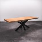 Boomstamtafel, Eettafel 240x90 massief hardhout, metaalpoot, Huis en Inrichting, Tafels | Eettafels, Overige houtsoorten, Robuust Modern