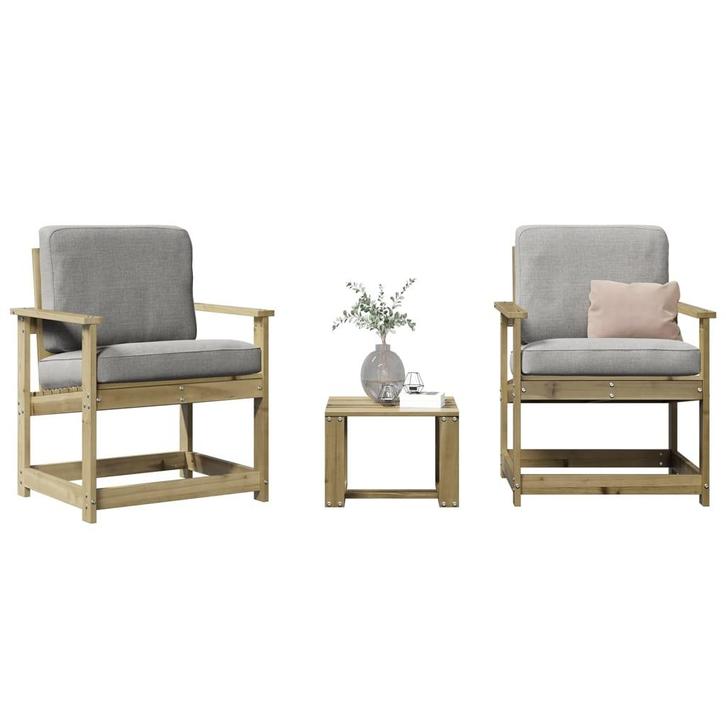 vidaXL 3-delige Loungeset geïmpregneerd grenenhout, Tuin en Terras, Tuinstoelen, Nieuw, Verzenden