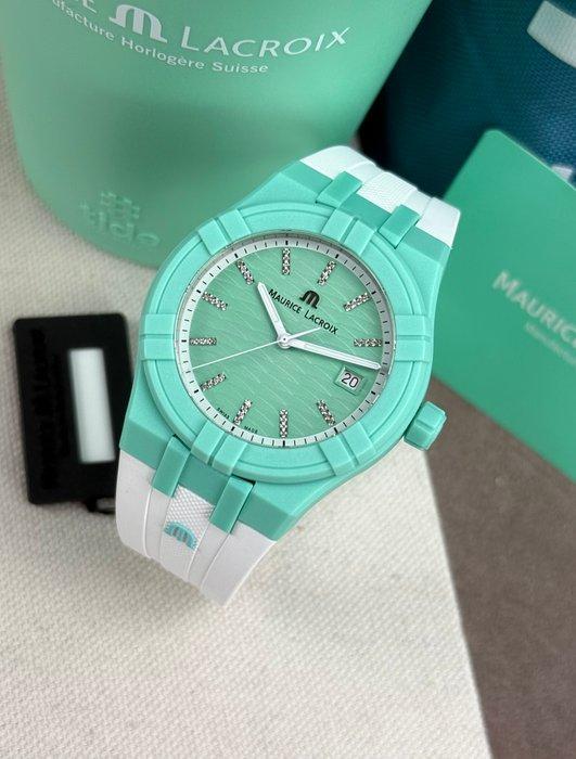 Maurice Lacroix - Aikon Tide Green Edition Diamonds - Zonder, Handtassen en Accessoires, Horloges | Heren