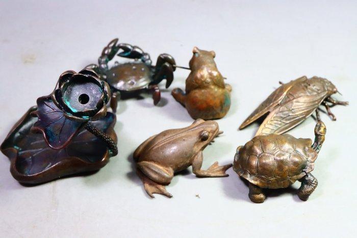 Brons, IJzer (gegoten) - Marked  Amemiya - (6) Verfijnde, Antiek en Kunst, Antiek | Overige Antiek