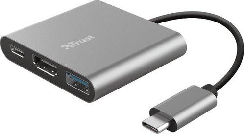 Trust Dalyx - 4K HDMI - USB 3.0 / USB-C - Aluminium - 30H..., Computers en Software, Pc- en Netwerkkabels, Nieuw, Verzenden
