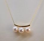 Collier - 18 carats Or jaune - Perles Akoya 6,5x7mm, Bijoux, Sacs & Beauté