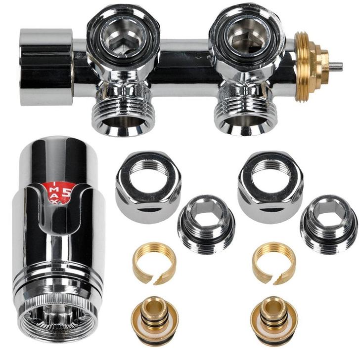 Kranenset Multiblock Chroom hoekvorm incl. LuxeBath thermost, Huis en Inrichting, Overige Huis en Inrichting, Verzenden