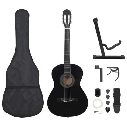 vidaXL 12-delige Gitaarset klassiek beginner 4/4 39 zwart, Muziek en Instrumenten, Snaarinstrumenten | Gitaren | Akoestisch, Nieuw
