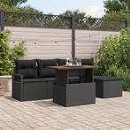 vidaXL 6-delige ligbed set met kussens zwart wicker, Verzenden, Nieuw
