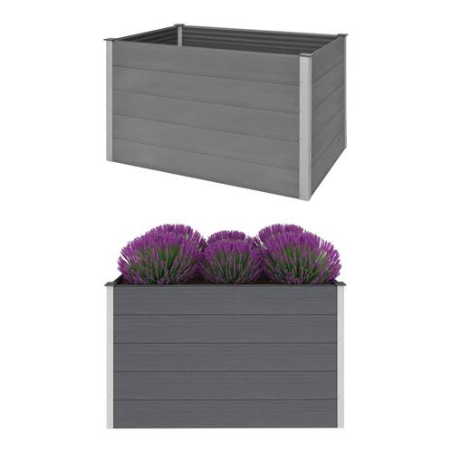 vidaXL Plantenbak verhoogd 150x100x91 cm HKC grijs, Tuin en Terras, Bloempotten, Nieuw, Verzenden