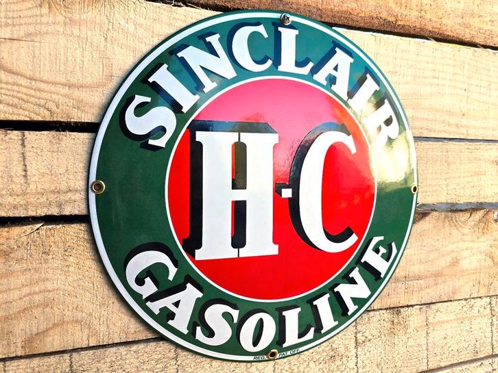 Sinclair Gasoline H-C - Emaille Bord, Verzamelen, Merken en Reclamevoorwerpen, Verzenden