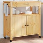 vidaXL Keukentrolley MONZA 84x40x90 cm massief grenenhout, Huis en Inrichting, Keuken | Keukenbenodigdheden, Verzenden, Nieuw