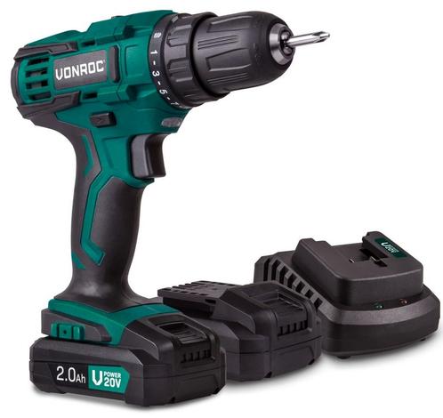 Accuboormachine 20V - 2.0Ah | Incl. 2 accus en snellader, Doe-het-zelf en Bouw, Gereedschap | Boormachines, Nieuw, Verzenden