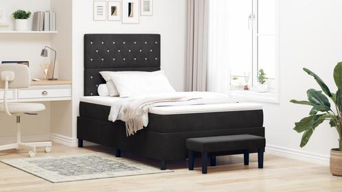 vidaXL Boxspring Bed met Matras & Bench Zwart 120x190 cm, Huis en Inrichting, Slaapkamer | Bedden, Nieuw, Verzenden