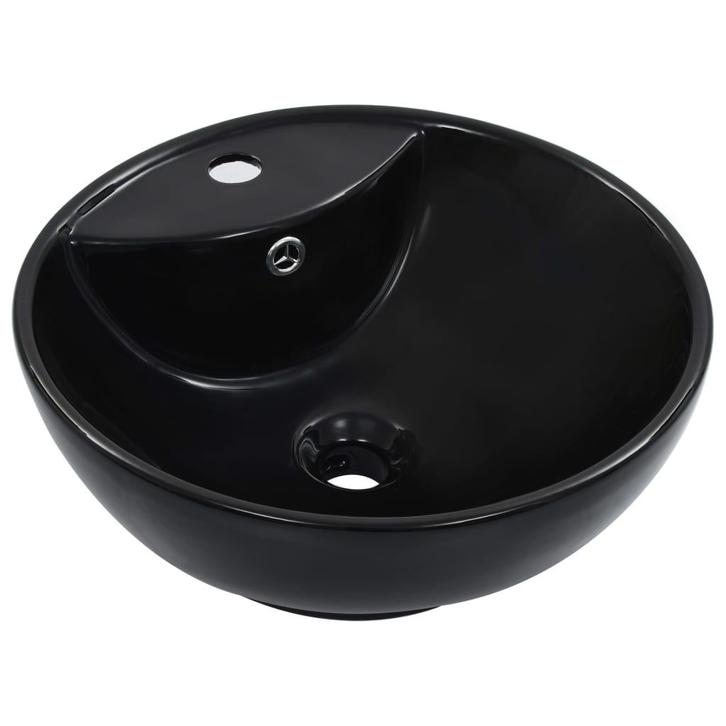 vidaXL Wastafel met overloop 46,5x18 cm keramiek zwart, Doe-het-zelf en Bouw, Sanitair, Nieuw, Verzenden
