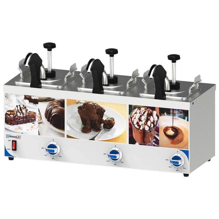 Sausdispenser | RVS | 3x 2.5L (1/6 GN) | Verwarmde Uitloop, Zakelijke goederen, Horeca | Keukenapparatuur, Nieuw in verpakking