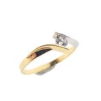 Bicolor gouden ring gezet met zirconia (kristal, 14 karaat), Handtassen en Accessoires, Ringen, Gebruikt, Overige kleuren, Ophalen of Verzenden