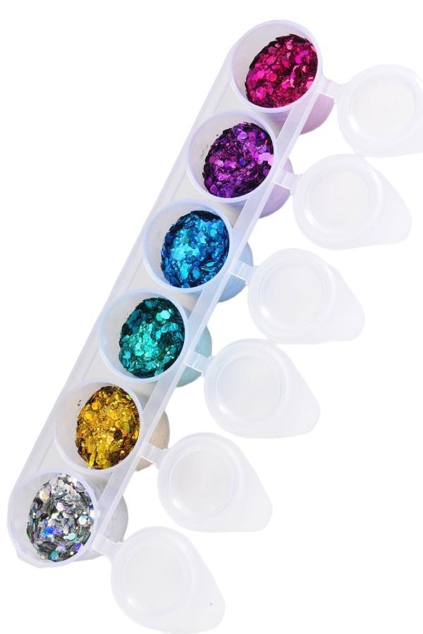 Gekleurde Glitters Laser Chunky Mix 6st, Hobby en Vrije tijd, Feestartikelen, Nieuw, Verzenden