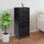 vidaXL Commode Noir 42x35x110 cm Bois de pin massif, Maison & Meubles, Verzenden, Neuf