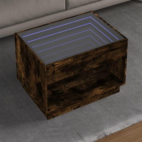 vidaXL Salontafel met Infinity LED 70x50x50 cm gerookt, Huis en Inrichting, Tafels | Salontafels, Nieuw, Verzenden