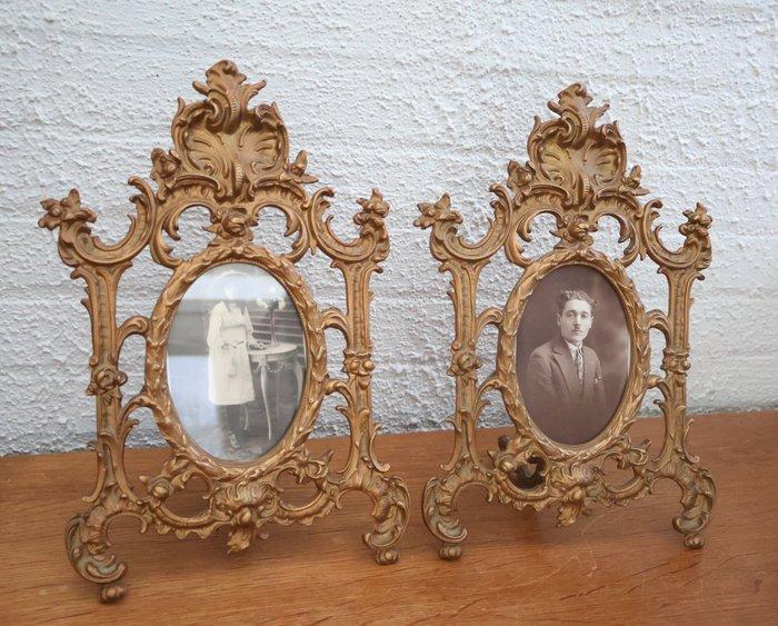 Fotolijst (2) - Brons - Sierlijke fotokaders, Antiquités & Art, Curiosités & Brocante