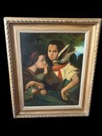 Europese school (XIX) - Portrait of two girls with pigeon