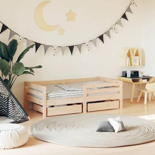 vidaXL Kinderbedframe met lades 70x140 cm massief grenenhout, Kinderen en Baby's, Kinderkamer | Bedden, Nieuw, Verzenden