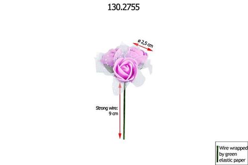 Actie mini foamrose met tule roze bulk pak 96*3 roosjes is, Maison & Meubles, Accessoires pour la Maison | Plantes & Fleurs artificielles