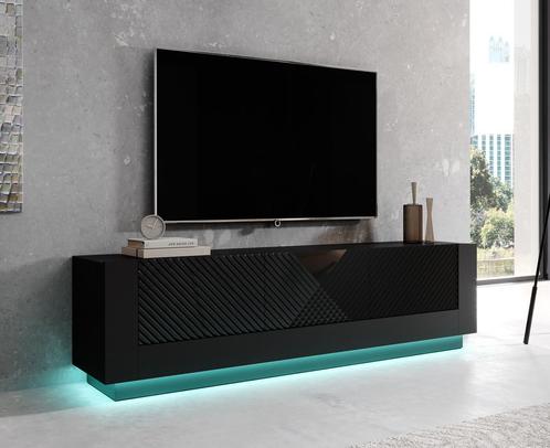 TV-Meubel zwart hoogglans staand met LED 180cm, Maison & Meubles, Armoires | Mobilier de télévision, Envoi