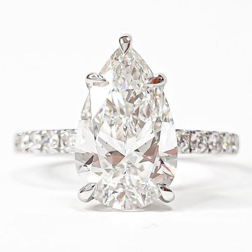 Ring - 14 karaat Witgoud - 2.44ct. tw. Diamant (Lab-grown) -, Handtassen en Accessoires, Ringen