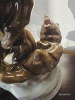 Zsolnay - Figurine - Fighting bears - Porcelaine, Glacis