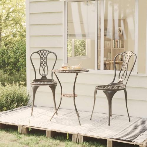 vidaXL 3-delige Bistroset gietaluminium bronskleurig, Tuin en Terras, Tuinsets en Loungesets, Nieuw, Verzenden