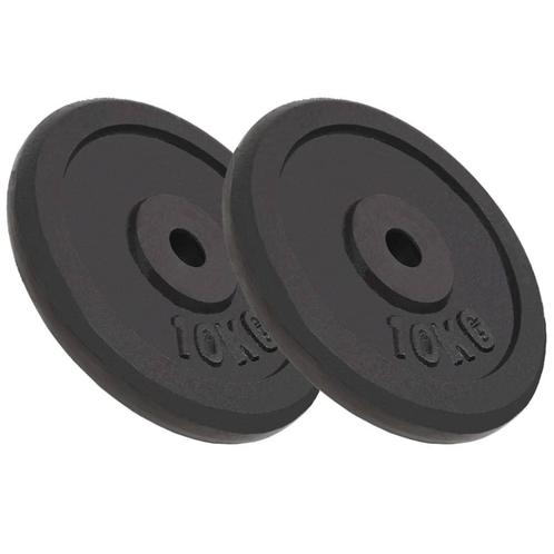 vidaXL Plaque de poids 2 pcs 2x10 kg Fonte, Sports & Fitness, Équipement de fitness, Neuf, Envoi