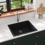vidaXL Gootsteen met overloopgat graniet zwart, Huis en Inrichting, Keuken | Keukenelementen, Verzenden, Nieuw