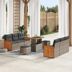 vidaXL 9-delige tuinzetel set met kussens grijs poly rattan, Tuin en Terras, Tuinsets en Loungesets, Verzenden, Nieuw