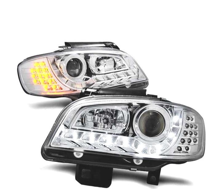 Phares Pour Seat Ibiza Cordoba 99-02 Led Daylights Chromé, Auto-onderdelen, Verlichting, Verzenden