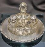 Olie-en-azijnstelletje - Verzilverd, geslepen glas - Menage, Antiek en Kunst