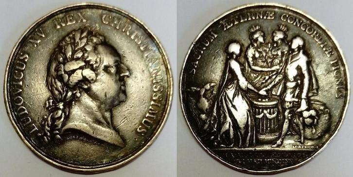 France Medal Louis Xv 1715-1774, Postzegels en Munten, Penningen en Medailles, Verzenden